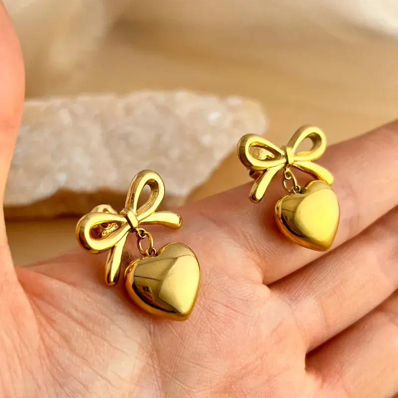 Bow & Heart Earrings - FY0007